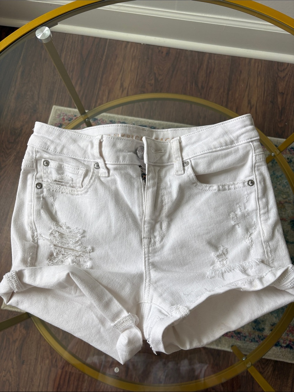 American Eagle white jean shorts